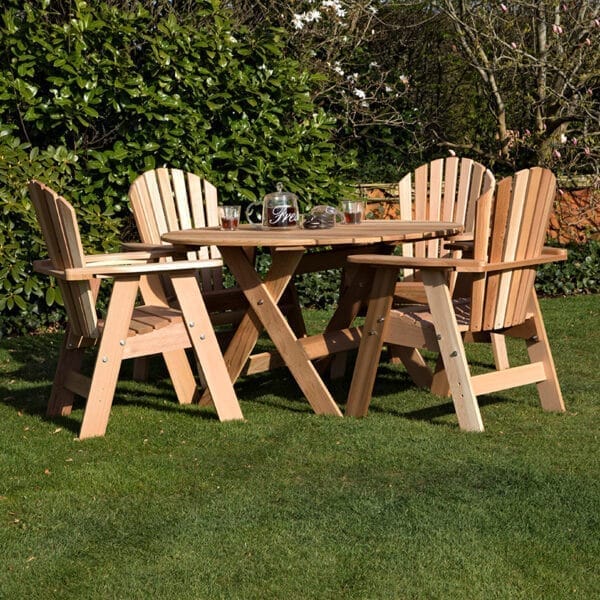 adirondack eetset tafel met vier stoelen